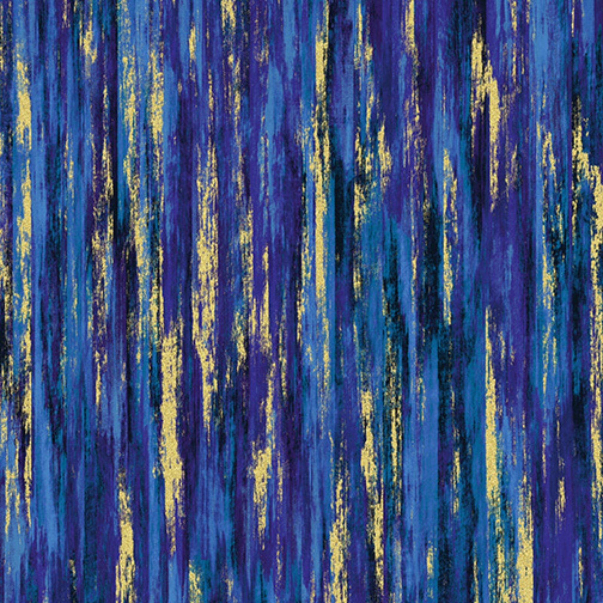 Marbled waves in blue purple black with gold metallic accents fabric for modern quilts and patchwork sewing projects