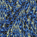 Marbled waves in blue and black with gold metallic accents fabric for modern quilts and patchwork sewing projects