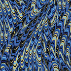 Marbled waves in blue and black with gold metallic accents fabric for modern quilts and patchwork sewing projects
