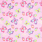 Large butterfly novelty tossed print pink aqua purple yellow fabric for children's quilts girls' quilts and patchwork sewing projects