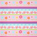 Butterfly flowers border stripe pink purple aqua novelty fabric for children's quilts girls' quilts and patchwork sewing projects