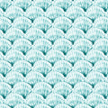 Fan-shaped clam scallop shells aqua white beach quilting fabric coastal ocean projects