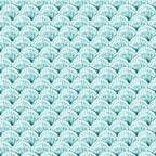 Fan-shaped clam scallop shells aqua white beach quilting fabric coastal ocean projects