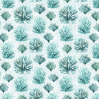 Teal coral reef seaweed fronds pale icy blue beach quilting fabric coastal ocean projects