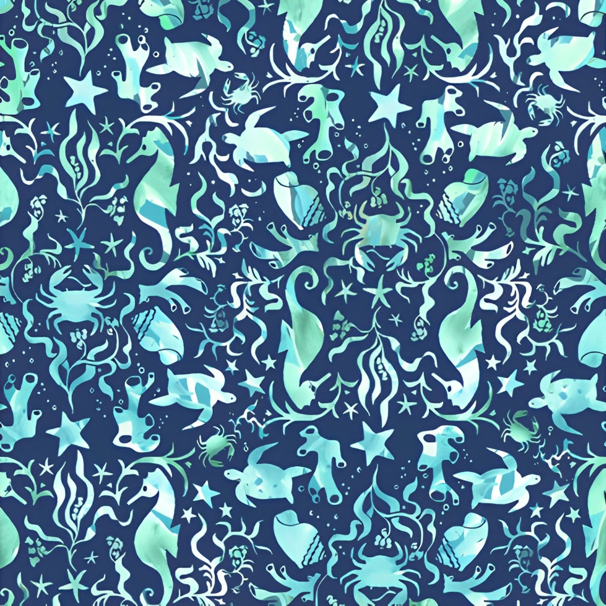 Seahorses sea turtles crabs starfish shells fish aqua mint turquoise navy novelty quilting fabric kids beach boys quilts nautical projects