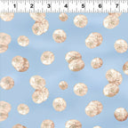 Cream sand dollar shells light blue beach quilting fabric coastal seaside ocean projects