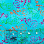 Novelty dragonfly swirl turquoise fabric pink green orange purple for nature quilts children's projects and garden gifts
