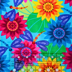 Novelty dragonfly floral turquoise fabric hot pink yellow navy green for feature quilts nature projects and garden gifts