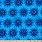 Tonal blue floral quilting fabric mandala flowers turquoise for bright quilts sashing and blue teal colour scheme patchwork