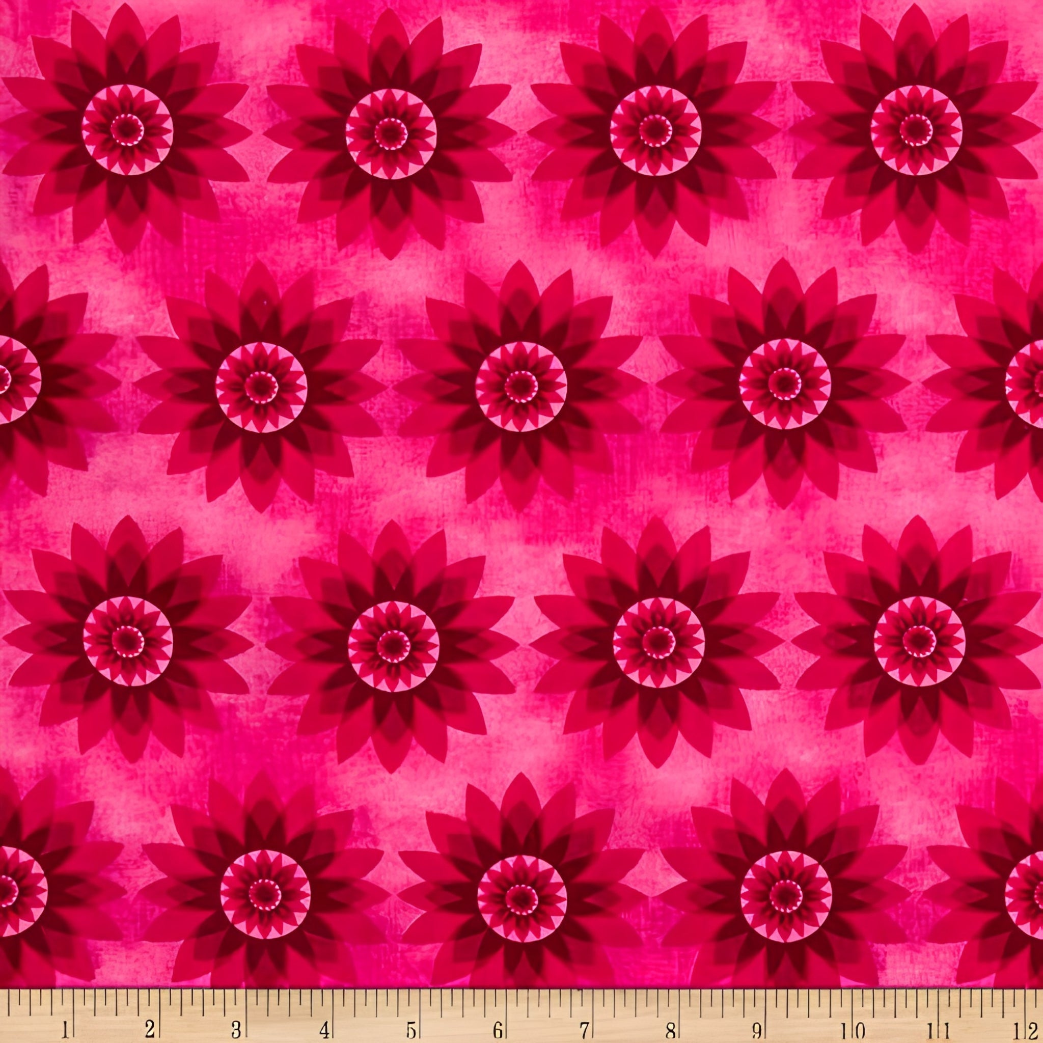 Tonal magenta floral quilting fabric mandala flowers hot pink for bright quilts sashing and pink colour scheme patchwork