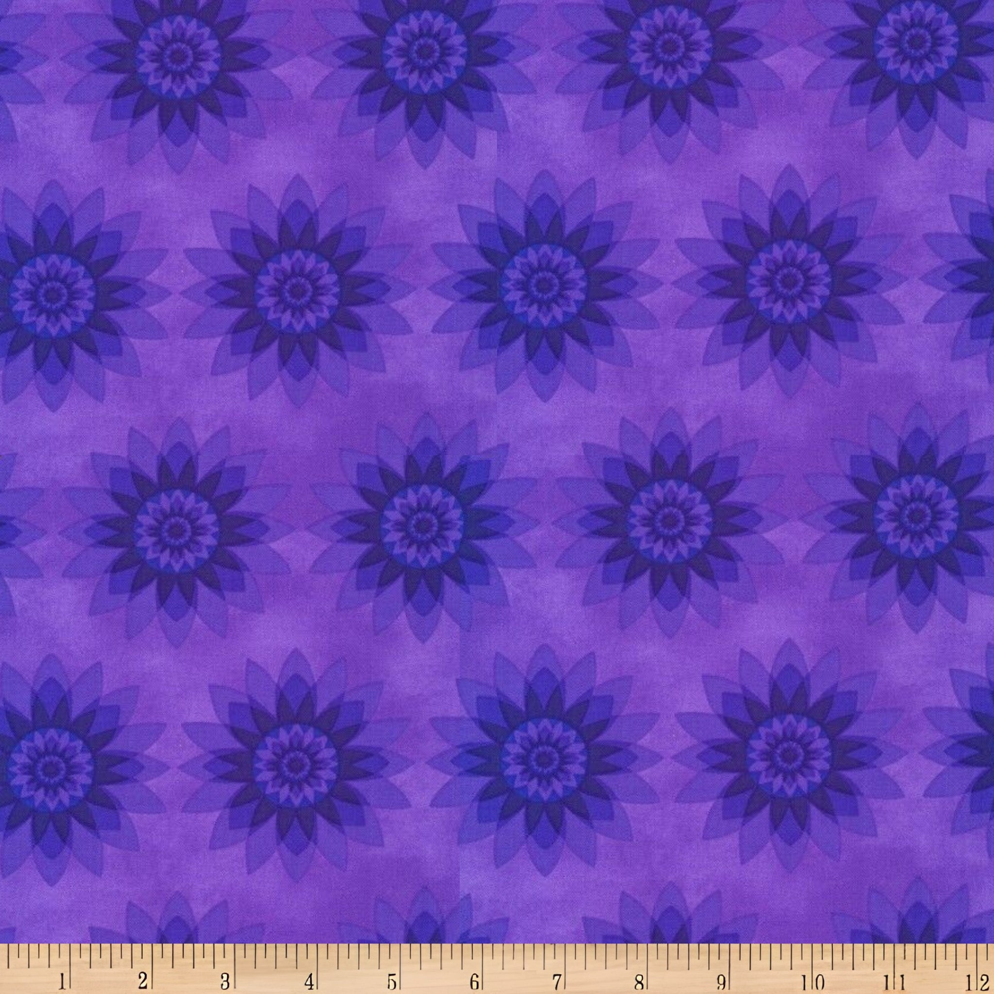 Tonal purple floral quilting fabric mandala flowers for bright quilts sashing and purple colour scheme patchwork