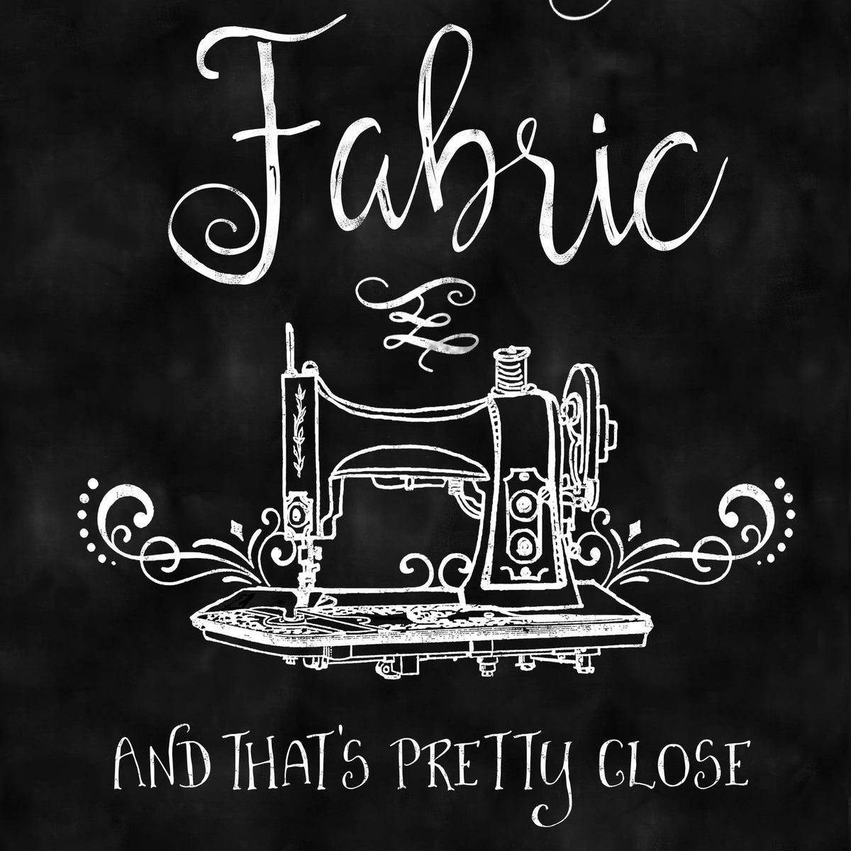 Can't buy happiness but you can buy fabric and that's pretty close quote panel black white chalk style vintage sewing machine novelty sewing fabric wall hanging quilt centrepiece fussy cut