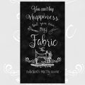 Can't buy happiness but you can buy fabric and that's pretty close quote panel black white chalk style vintage sewing machine novelty sewing fabric wall hanging quilt centrepiece fussy cut
