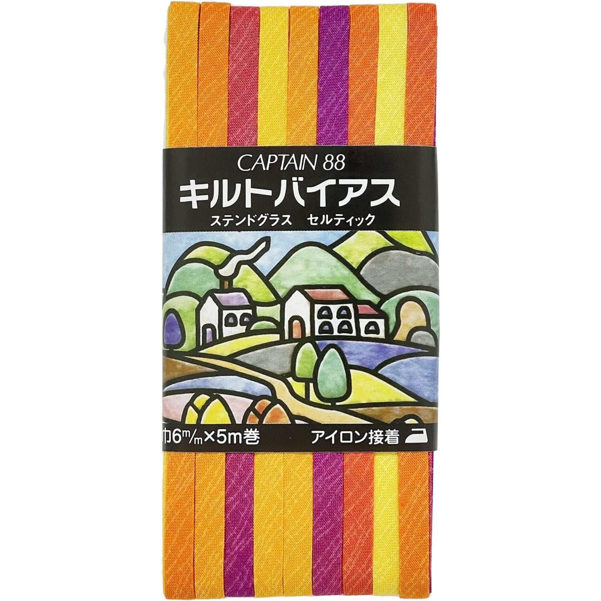 Captain 88 iron-on bias tape 6mm x 5m orange pink purple yellow cotton bias tape stained glass Celtic patchwork quilting