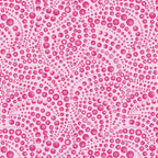 Tonal pink fabric with an all-over patterned texture of swirling small and large pink beads