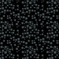 Tonal black fabric with an all-over pattern of scattered dark grey and black geometric squares