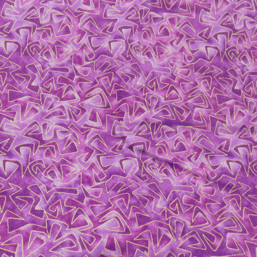 Tonal purple and pink fabric with all-over geometric triangular pattern with gold metallic