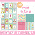 Discount fabric bundle of bright floral girl geometric patterns in pink and teal