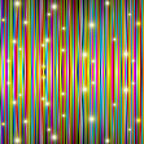 Rainbow star double border print in vibrant colours on black fabric for holiday quilts and patchwork sewing projects