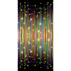 Chromatic Christmas stars double border print in vibrant colours on black fabric for holiday quilts and patchwork sewing projects