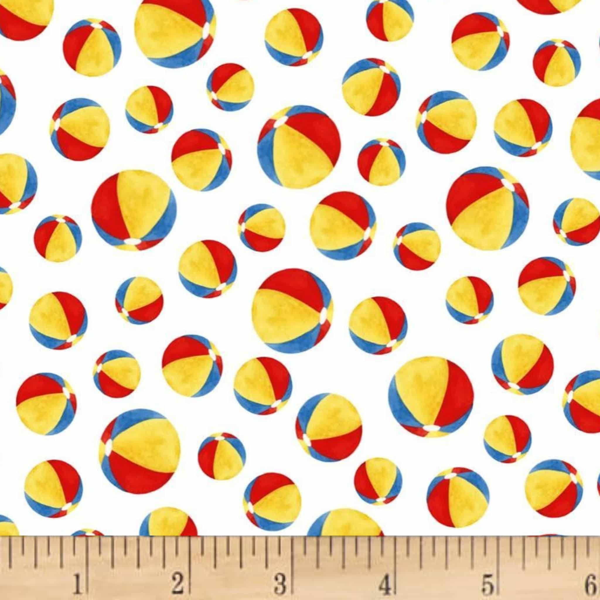 Beach ball fabric size reference for summer quilts and coastal themed sewing projects