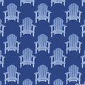 Beach chairs on navy blue cotton fabric for coastal quilts, beach tote bags and summer sewing projects