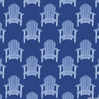 Beach chairs on navy blue cotton fabric for coastal quilts, beach tote bags and summer sewing projects
