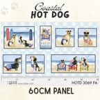 Information for 60cm beach dogs fabric panel with dogs in bathing suits for summer quilts