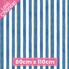 Blue and white striped cotton fabric for beach quilts, coastal tote bags and summer sewing projects