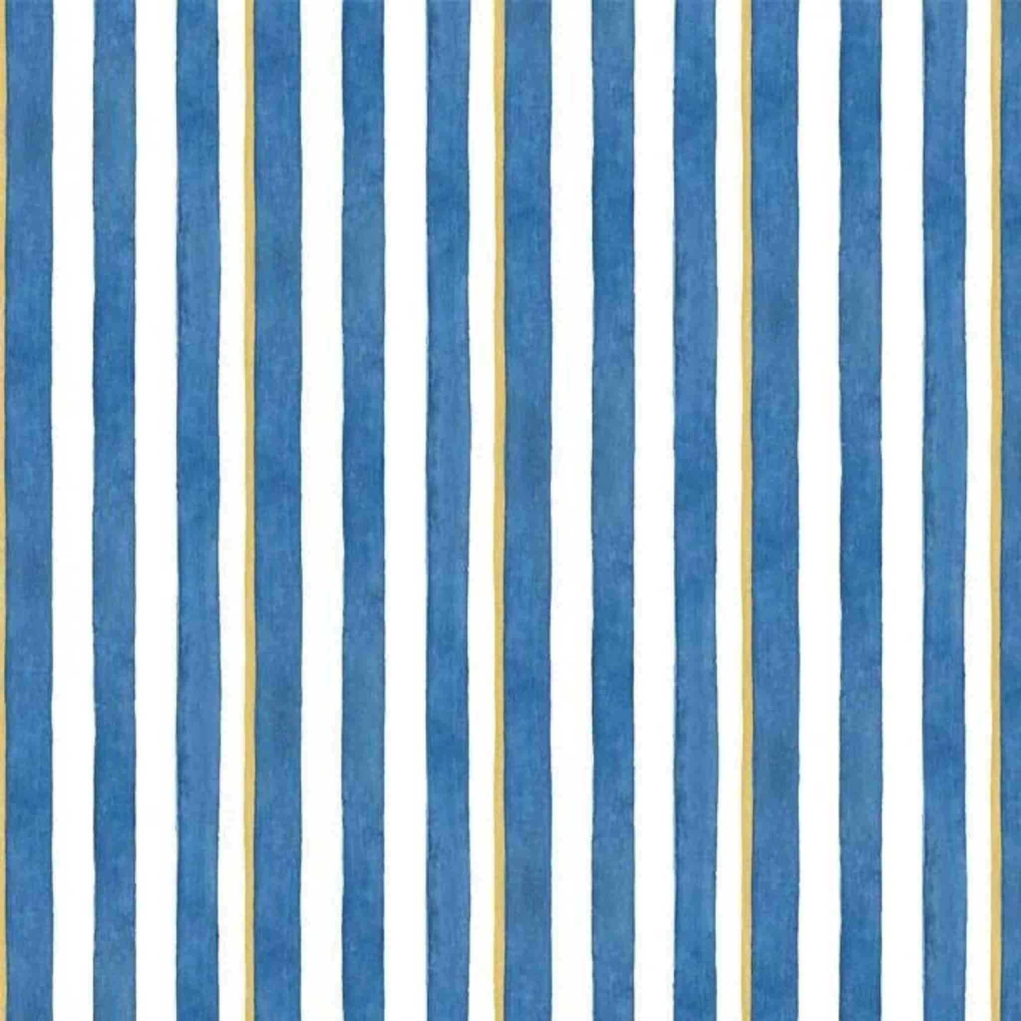 Blue and white stripes on cotton fabric for beach quilts, coastal tote bags and summer sewing projects