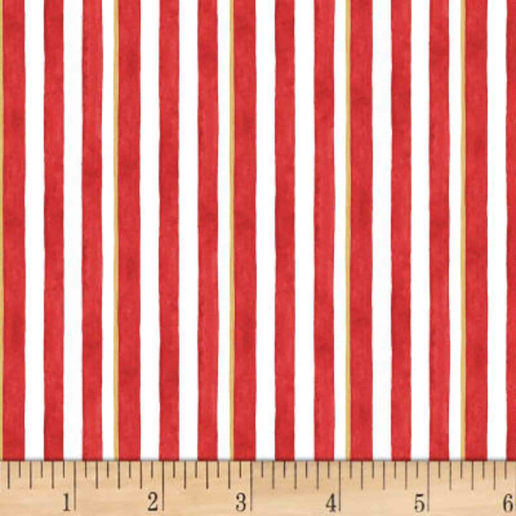 Red and white striped fabric size reference for beach themed quilts and coastal décor