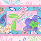 Amelia collection cover Me and My Sister Designs for Moda pink purple blue paisley and floral quilting fabric