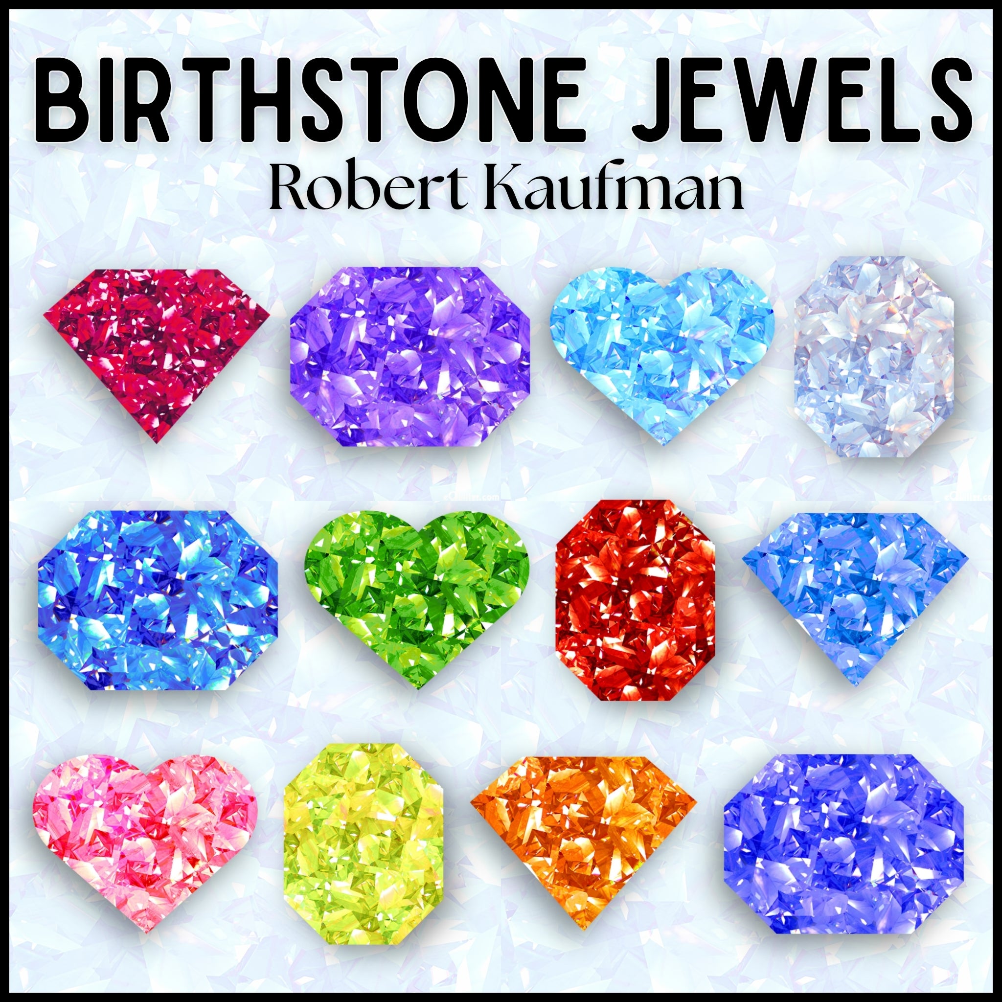 Birthstone Jewels fabric collection Robert Kaufman gemstone crystal prints all colourways ruby amethyst aquamarine diamond sapphire emerald garnet peridot tanzanite tourmaline