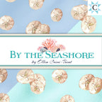 By the Seashore quilting fabric collection by Ellen Crimi-Trent for Clothworks — sand dollars, mermaids, coral reef, clam shells and coastal prints in aqua, teal and navy