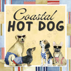 Coastal Hot Dog beach fabric collection with stripes, dogs and novelty seaside prints for summer quilts
