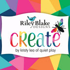 Create by Kristy Lea of Quiet Play Riley Blake Designs fabric collection logo rainbow geometric