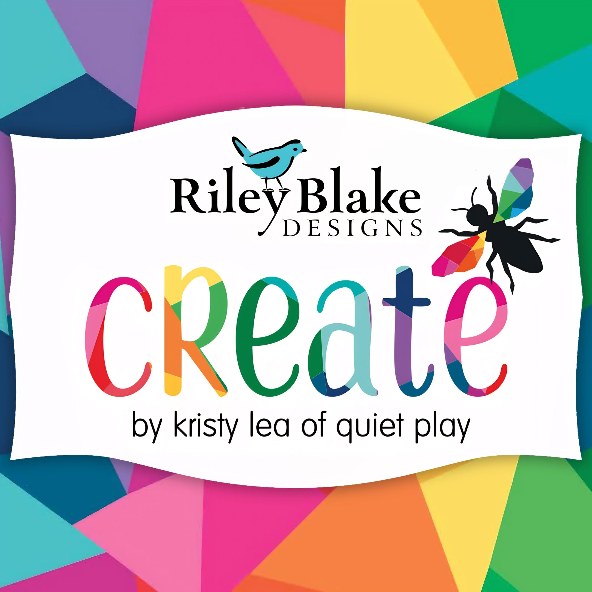 Create by Kristy Lea of Quiet Play Riley Blake Designs fabric collection logo rainbow geometric