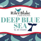 Deep Blue Sea quilting fabric collection by Jen Allyson for Riley Blake Designs — nautical novelty prints with whales, shells, crabs and ocean motifs