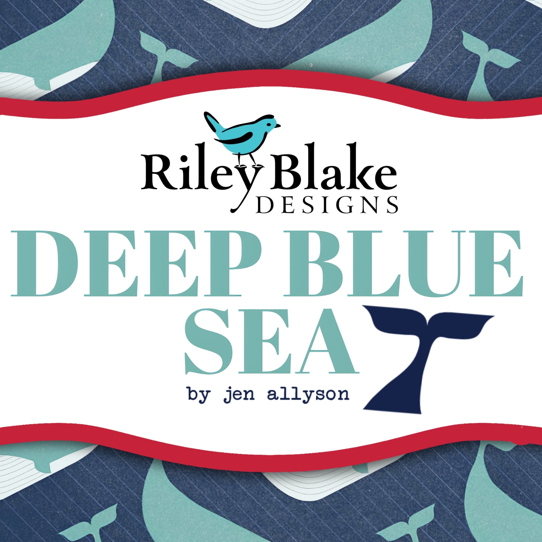 Deep Blue Sea quilting fabric collection by Jen Allyson for Riley Blake Designs — nautical novelty prints with whales, shells, crabs and ocean motifs