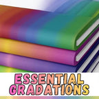 Rainbow gradient ombré fabrics in multiple colourways stacked together for quilting and patchwork projects Essential Gradations Kanvas Benartex