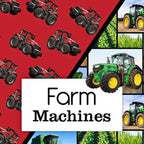Farm Machines fabric collection featuring red and green tractors for boys quilting projects and handmade gifts for dads