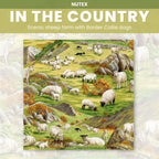 Sheep grazing rolling green hills border collies stone walls pastoral farm landscape fabric for farm-themed quilts and farmer gifts