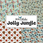Riley Blake Jolly Jungle fabric collection parrots monkeys lions novelty kids quilting fabric in mint sage and white