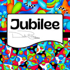 Jubilee collection by Debi Payne QT Fabrics bold neon rainbow geometric quilting fabric collection cover