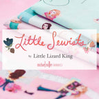 Little Sewists fabric prints for patchwork quilts, kids' sewing projects, and nursery décor featuring girls crafting