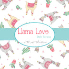 Llama Love collection by Deb Strain for Moda novelty llamas cacti hearts pink aqua white quilting fabric for girls quilts and tween sewing projects