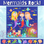 Mermaids Rock panel fish coral castle shells starfish blue fabric for children's quilts kids beach projects Studio E