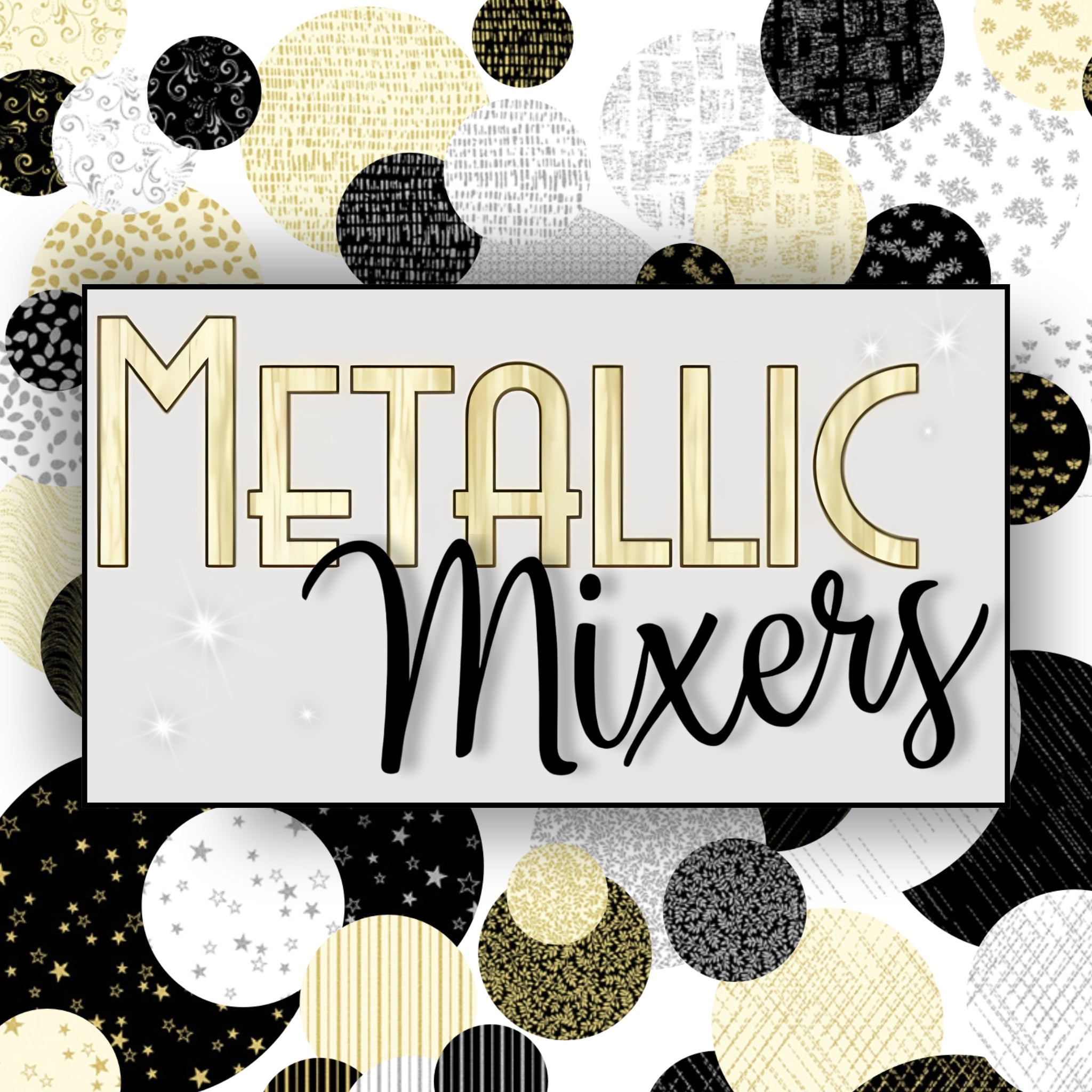 Metallic Mixers gold silver black cream metallic quilting fabric collection by Kanvas Studio Benartex