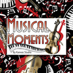 Musical Moments fabric collection with trumpet piano saxophone cello violin for music teacher gifts musician quilts