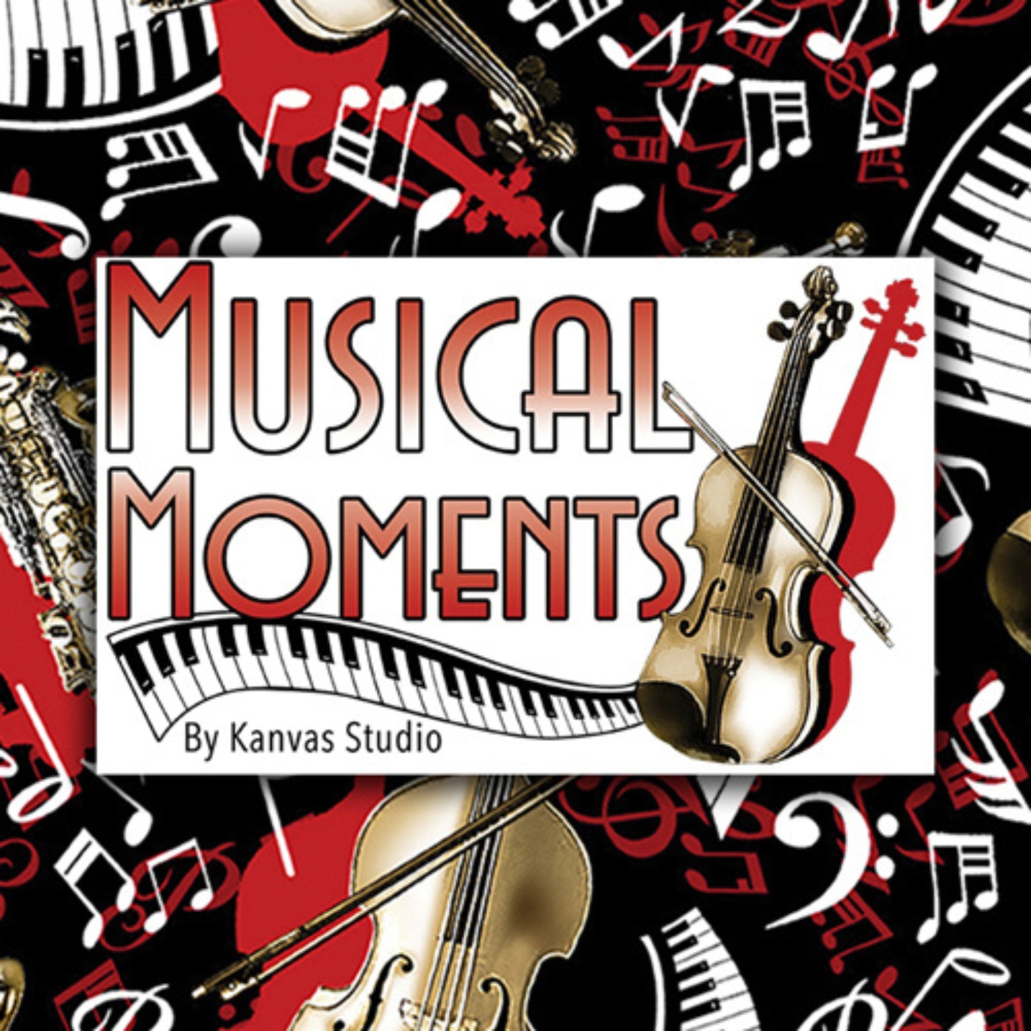 Musical Moments fabric collection with trumpet piano saxophone cello violin for music teacher gifts musician quilts
